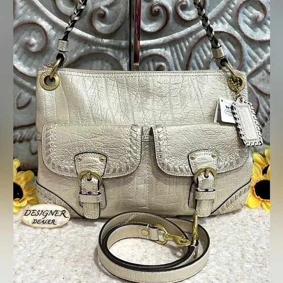 COACH Poppy Metallic Leather Whipstitch Hippie 19014 NWT + Wristlet RARE! - Picture 3 of 13